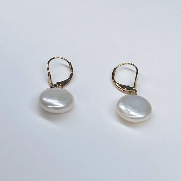 American Pearl Dangle Pearl Earrings With Coin Pearls - Picture 3 of 11